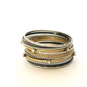 NEIMAN MARCUS | Mixed Metal Stacked Bangle Set of 12 | NWT